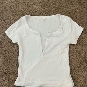 Reoria White Fitted Short Sleeve Tee